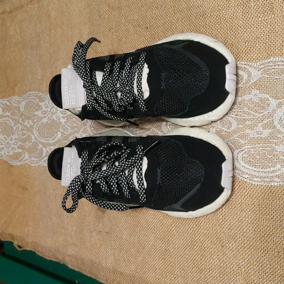 Adidas Nite Jogger "Core Black" Women's Sneakers Sz 5.5, Black/White - Picture 2 of 6